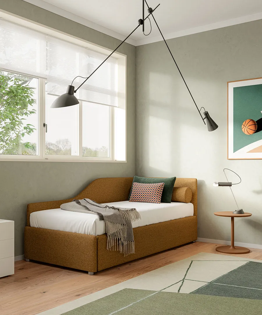 Letto singolo Maya con testiera imbottita